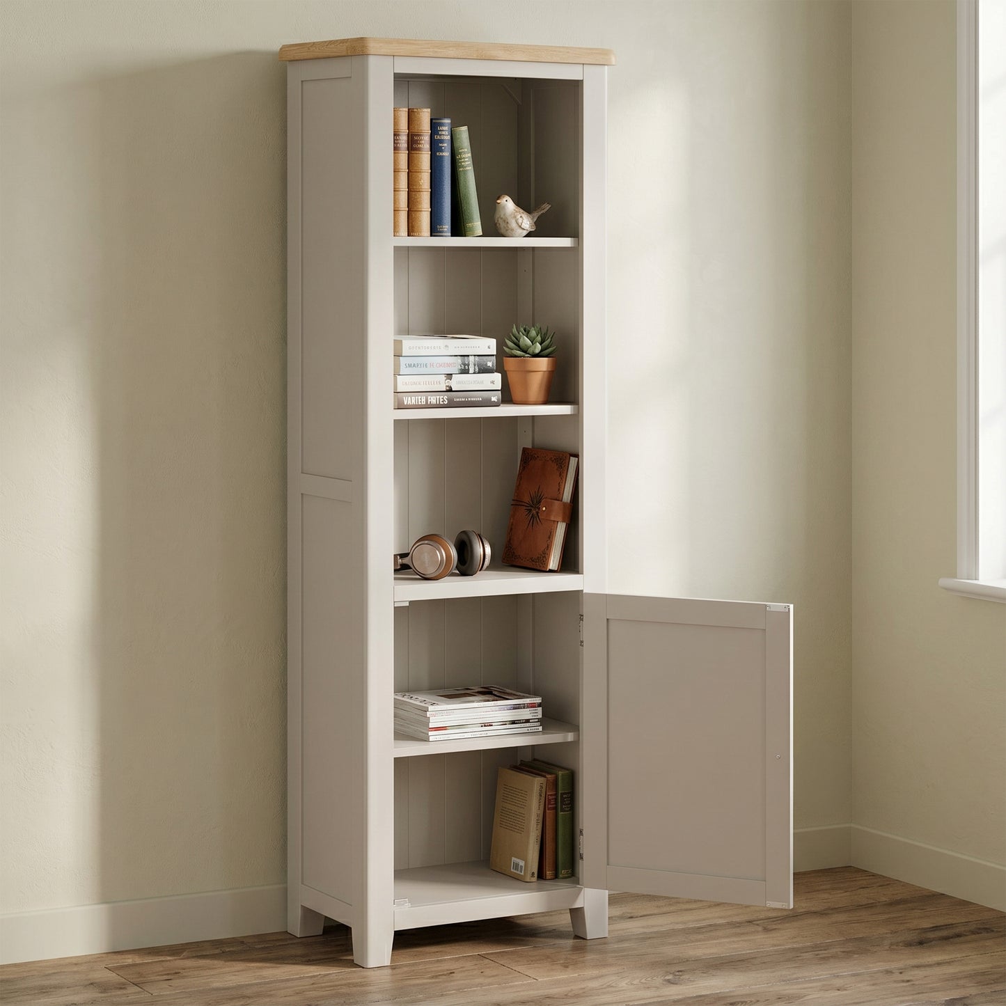 Windermere Painted 1 Door Tall Narrow Bookcase