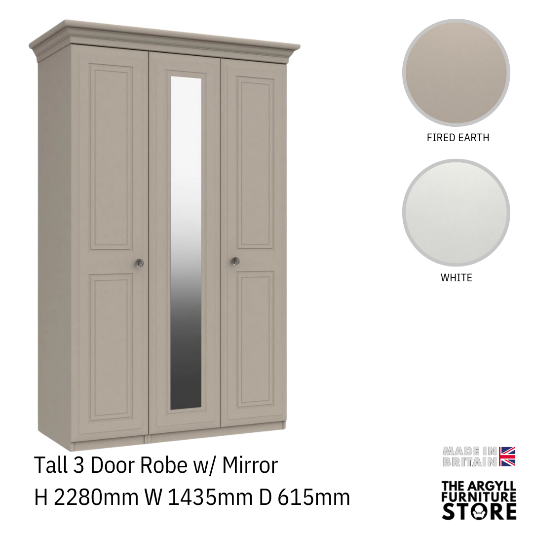 Hadleigh Tall 3 Door Wardrobe with Mirror