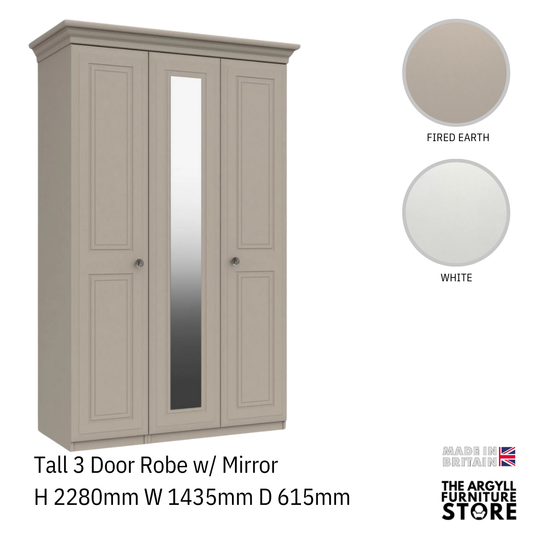 Hadleigh Tall 3 Door Wardrobe with Mirror