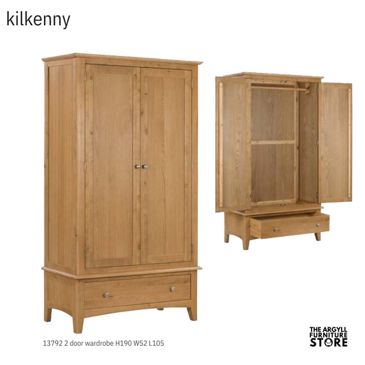 Kilkenny Oak 2 Door Wardrobe