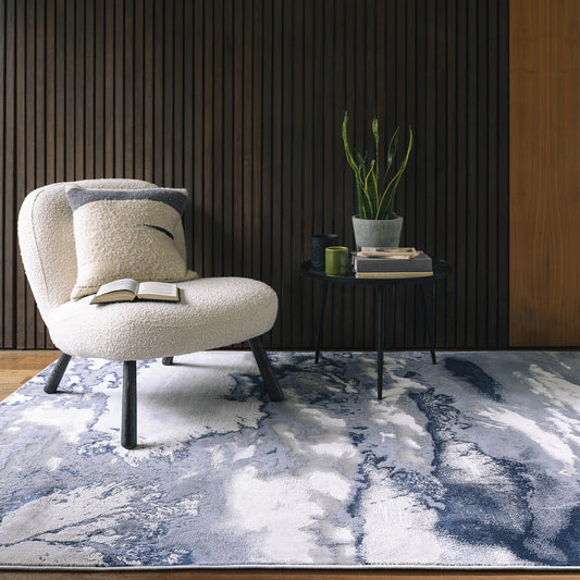 Aurora Storm Metallic Blue Rug