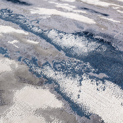 Aurora Storm Metallic Blue Rug