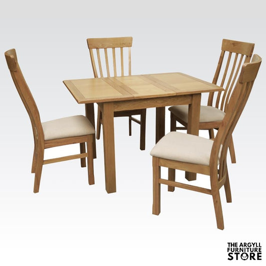 Kilmore Oak 80cm Extension Dining Set (4 Chairs)
