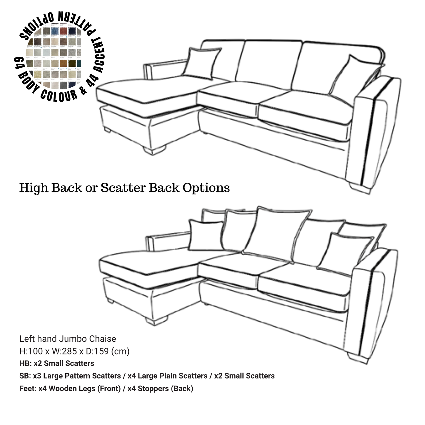 Ariya Jumbo Chaise Corner Sofa