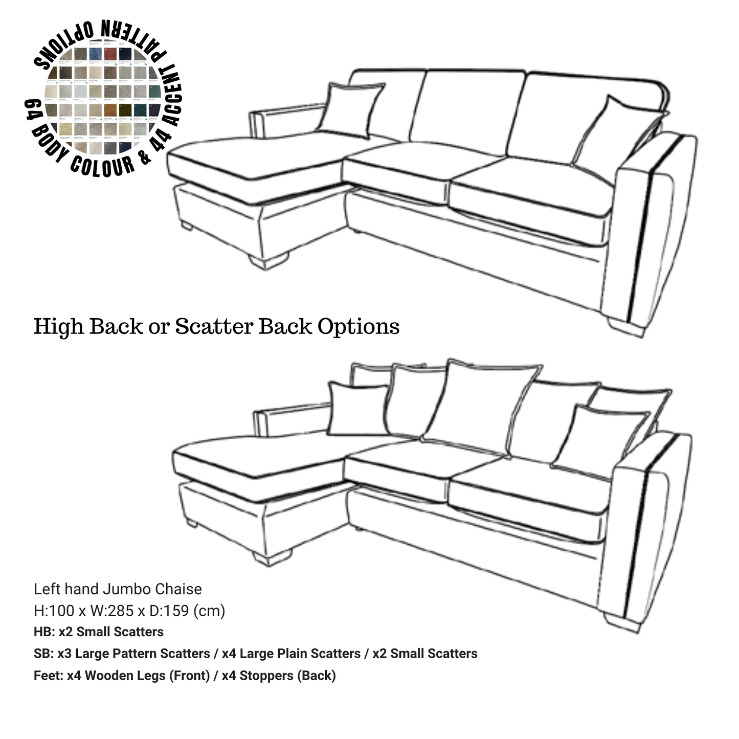 Ariya Jumbo Chaise Corner Sofa