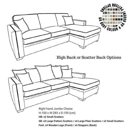Ariya Jumbo Chaise Corner Sofa