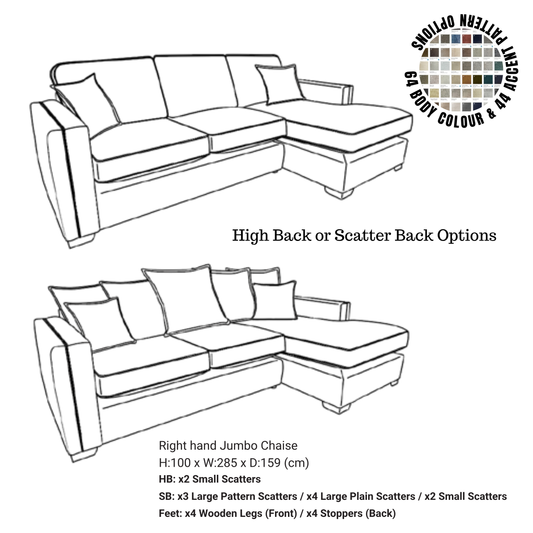 Ariya Jumbo Chaise Corner Sofa