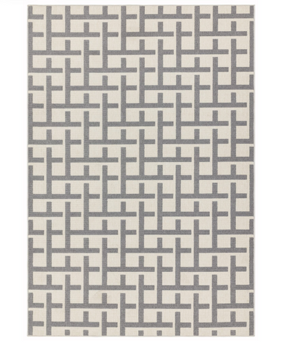 Antibes White Grey Grid Indoor/Outdoor Rug AN03