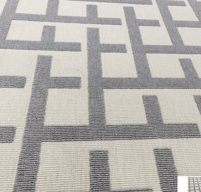 Antibes White Grey Grid Indoor/Outdoor Rug AN03