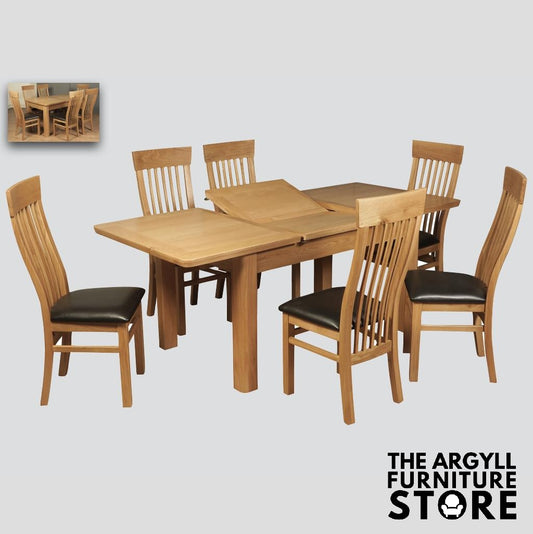 Treviso 140cm Butterfly Extension Dining Set (6 Chairs)