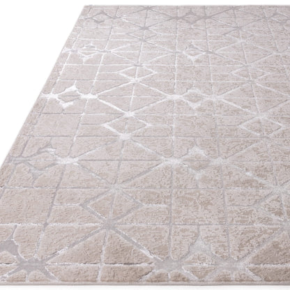 Aurora Lattice Metallic Silver Rug