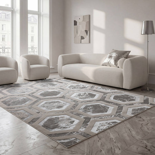 Aurora Crystal Metalic Silver Rug