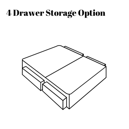 Ultimate Divan Bed Base + Headboard + Mattress Package + 4 Drawers